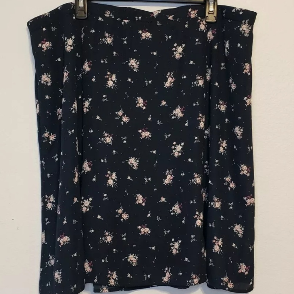 Blue Floral Skirt Elastic Waist size